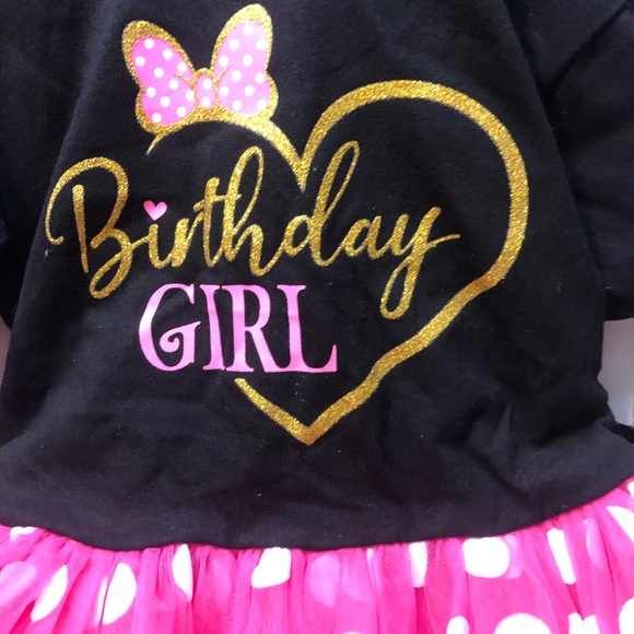 Minnie Mouse Birthday Girl 4T Pink Polka Tulle White Polka Dots Dress Headband - Picture 3 of 9